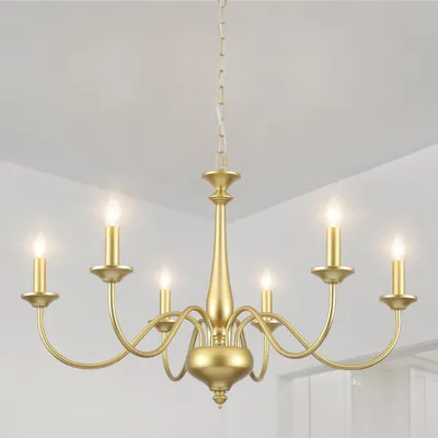 Image de Lustre vintage avec finition dorée et douille E14
