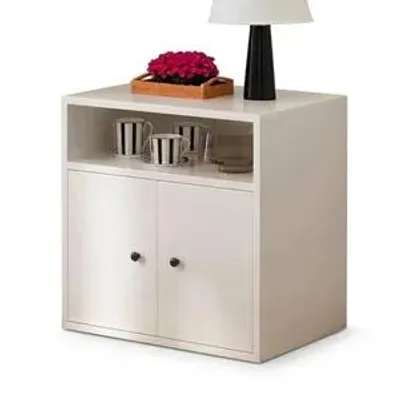 Produktbild von Weisses Stehendes Bücherregal Mit 2 Türen Kommode Schrank Modernes Loft Skandinavisch