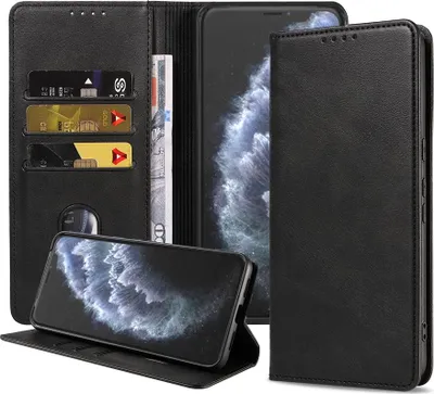 Obrázek produktu pro Smartphonica pouzdro na iPhone 11 Pro z umělé kůže s magnetickým zavíráním a držáky na karty Book Case - černé