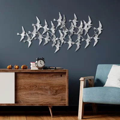 Obrázek produktu pro Wallity, Martılar 2, Dekorativní kovový doplněk na zeď, 100 % METAL, Vícebarevná, 59 x 124 cm