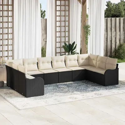 Image de Maison Exclusive - Ensemble de canapé de jardin Noir polyrotin