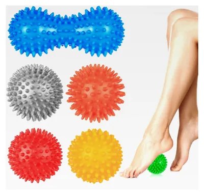 Produktbild von 6 Stück Massageball Set für Fußmassage, Igelbälle, Massagebälle, Gymnastikball mit Triggerpunkt, Faszienball für Muskelmassage an Füßen, Händen, Rücken und Beinen