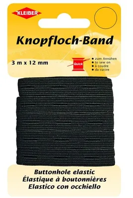 Produktbild von KLEIBER Knopflochband 12 mm x 3 m schwarz