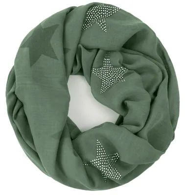 Produktbild von Glamexx24 Loop schal leichter Langschal Sterne Muster Schlauchschal Strass Tuch