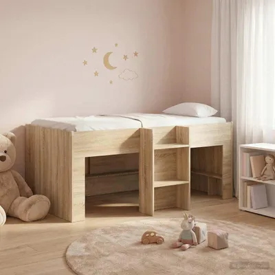 Image de Lit superposé exclusif pour enfants, en bois imitation chêne Sonoma, dimensions 80 x 160 cm