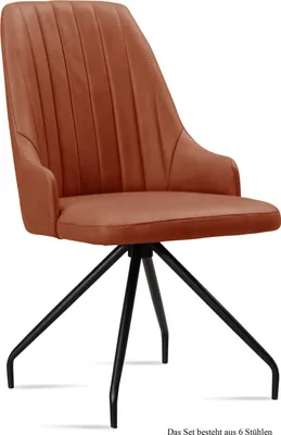 Produktbild von Esszimmerstuhl (6er-Set) Dilara 52x91x60 Schwarz/Cognac