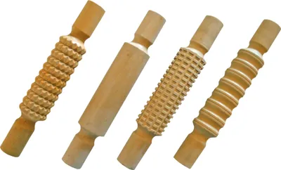 Image de EDUPLAY 220-010 Rouleaux de pâte à modeler en bois Tampon Outil de pâte à modeler, naturel, 4 pièces (1 set)