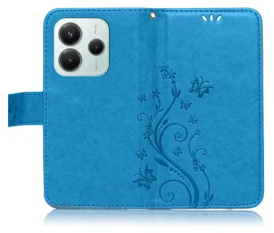 Produktbild von Handy Tasche für Xiaomi Redmi Note 14 Hülle Handyhülle mit Blumenmuster Klapp Hülle mit Standfunktion und Kartenfächer Farbe Pink