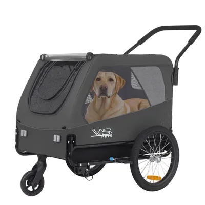 Produktbild von Tiggo VS Pets L Hundeanhänger & Jogger 2-in-1 Hundebuggy, Fahrradanhänger Klappbar,groß ca. 250 Liter Volumen, für Hunde bis 35kg