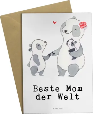 Produktbild von Mr. & Mrs. Panda Grußkarte Panda Beste Mom der Welt - Weiß - Geschenk, osterkarten, Grußkarten, Danke, Ma, glückwunschkarten, Muttertag, einladungskarten, hochzeitskarten