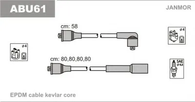 Produktbild von JANMOR ABU61 Zündkabelsatz Zündleitungssatz für VW GOLF III (1H1) PASSAT Variant (3B5) Golf III Cabrio (1E7) PASSAT Variant (3A5, 35I) PASSAT (3B2)