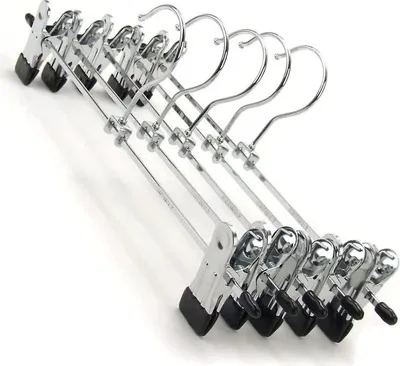 Produktbild von Hosen-/Rockbš¹gel aus Metall, starke, rutschfeste Kleiderbš¹gel mit 2 verstellbaren Clips fš¹r Hosen, Jeans, Handtš¹cher, Clip-Kleiderbš¹gel (schwarz) (10 Stš¹ck)