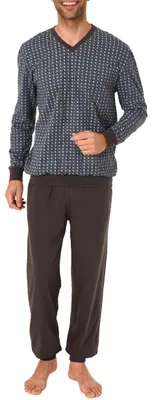 Produktbild von Edler Normann Herren Pyjama Schlafanzug lang mit Bündchen - auch in Übergrössen bis Gr. 70 ; grau , 50