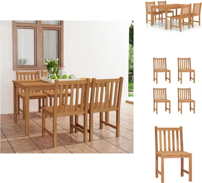 Produktbild von vidaXL 5-tlg. Garten-Essgruppe Massivholz Teak -  Gartenmöbel-Sets