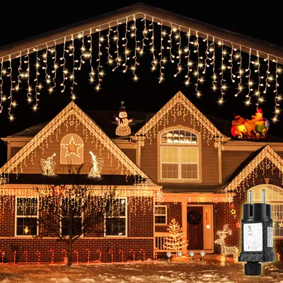 Productafbeelding van Salcar 2 meter 80 LED-lichtslinger, "Eisregen"-effect, 8 lichtmodi met timer. Kerstverlichting, lichtslangen, decoratie voor feestjes en gelegenheden