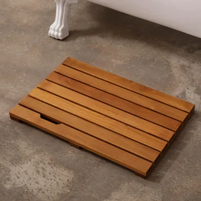 Zdjęcie produktu dla Fortuna Lai Teak Wood, mata antypoślizgowa z drewna tekowego, mata prysznicowa z drewna tekowego, mata łazienkowa antypoślizgowa, luksusowa mata spa, drewniana mata do wanny 40 x 60 cm