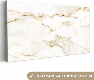 Produktbild von MuchoWow® - Leinwandbilder - Marmor - Limette - Gold - Luxus - Marmoroptik - Weiß, Wandbild, Wanddeko Bilder Wohnzimmer, 80x40 cm