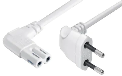 Image de Câble d'alimentation blanc de 10 m, câble Euro coudé