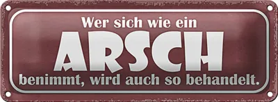 Produktbild von Blechschild Spruch 27x10cm wer sich wie Arsch benimmt wird Dekoration