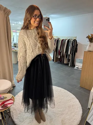 Produktbild von Tüllrock Damen "Fiona" Schwarz Traumhafter Rock in einlagige Tüllverarbeitung, für Frauen Rock, Midirock, Damen Midi rock,  Elegant Röcke, Langer Rock