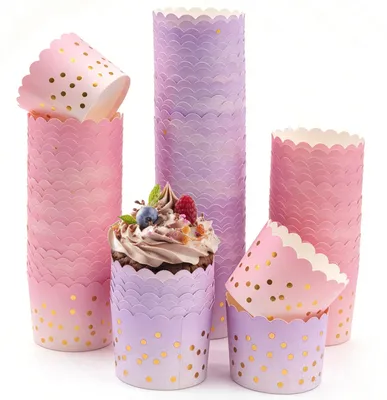 100 Cupcake-Förmchen, Rosa-Lila, für Mädchengeburtstag