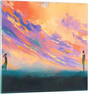 Produktbild von Bilder auf glas - Menschen Wiese Natur - 70x70cm - Glasbilder - Wandbilder - Kunstdruck - zum Aufhängen bereit - Wanddekoration aus Glas - Glas Bilder - Wandbild auf Glas - Einteilig - GAC70x70-3845