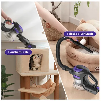 Produktbild von Aiibot 60000PA Akku Staubsauger, Staubsauger Kabellos,Kabelloser Staubsauger, 5 in1 Akkustaubsauger  Bürstenloser Motor 50min, für tierhaare, 4HEPA
