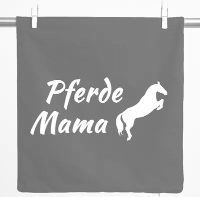 Produktbild von Huuraa Kissenbezug Pferdemama Silhouette 40x40cm Steel Grey Baumwolle Dekokissenbezug Geschenkidee