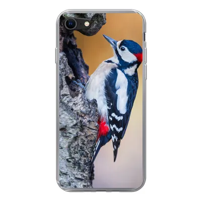 Produktbild von MuchoWow® Handyhülle Schutzhülle Hülle für iPhone 7 Nahaufnahme eines Buntspechts auf einem Baumstamm Silikon Softcase Handy Hülle - Kartenhalter