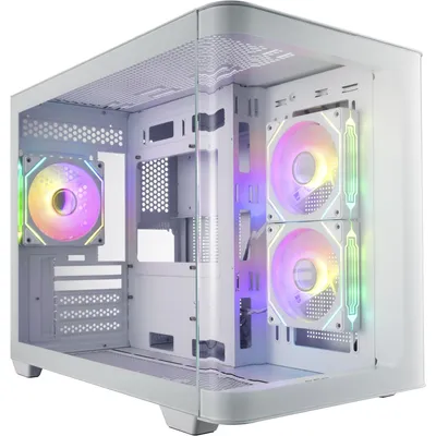 Produktbild von FSP S380-WA Gehäuse Mini Tower mITX, mATX Weiß ARGB, Micro Tower, PC, Weiß, micro ATX, Mini-ITX, SPCC, Gehärtetes Glas, Gaming
