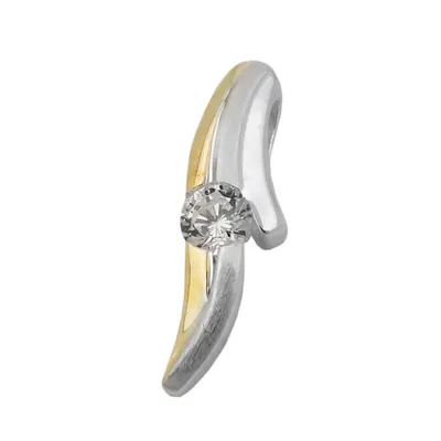 Produktbild von Anhänger 20x6mm bicolor vergoldet mit Zirkonia Silber 925 bicolor 20x6mm