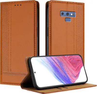 Obrázek produktu pro Pouzdro pro Samsung Galaxy Note 9 kožené flipové pouzdro s funkcí stojánku Hnědý
