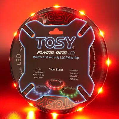 Produktbild von TOSY TOSY LED Flying Ring – Leuchtender Wurfring mit 12 superhellen LEDs – Wasserdicht, schwimmfähig & sicher – Outdoor-Spielzeug für Kinder & Erwachsene – Ideal für Pool, Strand, Garten & Camping