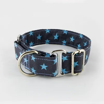 Hundehalsband Star, S, blau, 3 cm breit, 30–39 cm verstellbar