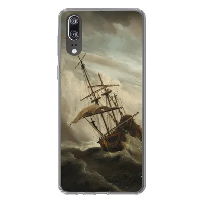 Produktbild von MuchoWow® Handyhülle Schutzhülle Hülle für Huawei P20 Ein Schiff auf offener See während eines Sturms - Gemälde von Willem van de Velde Silikon Softcase Handy Hülle - Hardcover