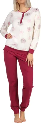Produktbild von Edler Damen Schlafanzug langarm Pyjama mit Bündchen - 202 201 10 105 ; creme , 48