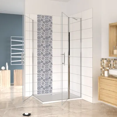 Produktbild von Höhe 195cm Duschkabine 90X120cm Duschabtrennung Duschtür Schwingtür mit Seitenwand 6mm Easyclean ESG