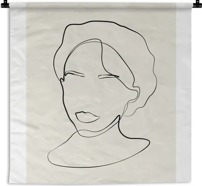 Produktbild von MuchoWow® Wandteppich Wandbehang Text - Zitate - Strichzeichnungen - Frauen 60x60 cm Tapisserie Dekoration Wandtuch - Dekorationen - Wand Decke
