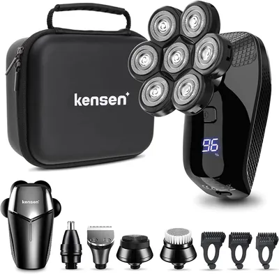 Produktbild von Glatzen Rasierer Herren 5 in 1 Kopfrasierer Glatze Wasserdichter Head Shaver Men Nass Trocken 7D Auto Rasierer Kopf Wiederaufladbar haarschneidemaschine