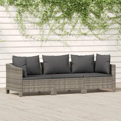 Produktbild von "Rabatt" 3-tlg. Garten-Lounge-Set - Wetterfestes Sitzgruppe - für 2 Personen - mit Kissen Grau Poly Rattan - Lounge-Dining set CC8077