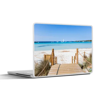 Produktbild von MuchoWow® Laptop Aufkleber Sticker Cover Strand - Holz - Spanien 36.5x27.5 cm - Laptop-Sticker