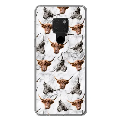 Produktbild von MuchoWow® Handyhülle Schutzhülle Hülle für Huawei P40 Lite Schottischer Highlander - Kuh - Marmor Silikon Softcase Handy Hülle - Handy
