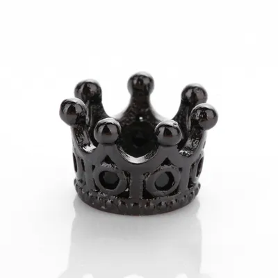 Immagine prodotto di Perline a foro largo Charm 5 pezzi, corona 10,8 x 7,2 mm, nero con pietre nere