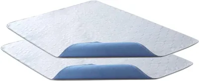 Immagine prodotto di 2 confezioni di coprimaterassi impermeabili, 86 x 132 cm - Sottopiedi lavabili - Altamente assorbenti - Riutilizzabili (blu)