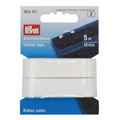 Produktbild von Prym robustes Allzweck-Baumwollband aus 100% Baumwolle, 15 mm breit, weiß