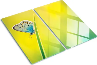 Obrázok produktu pre Sklenená ochranná doska – Kryt varnej dosky – Kryt na indukčnú dosku – 2x30x52 cm – Rýchle čistenie – Tvrdené sklo – Motýľ