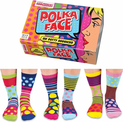 Produktbild von Verrückte Socken Oddsocks Polka Face für Frauen im 6er Set