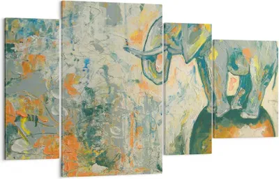 Produktbild von Bild auf Leinwand - Leinwandbild - Elefant Abstraktion - 120x70cm - Wand Bild - Wanddeko - Leinwanddruck - Bilder - Kunstdruck - Wanddekoration - Leinwand bilder - Wandkunst - DL120x70-3566