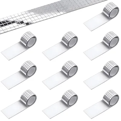 3000 selbstklebende Spiegelmosaikfliesen, 5x5 mm, silber, Glas