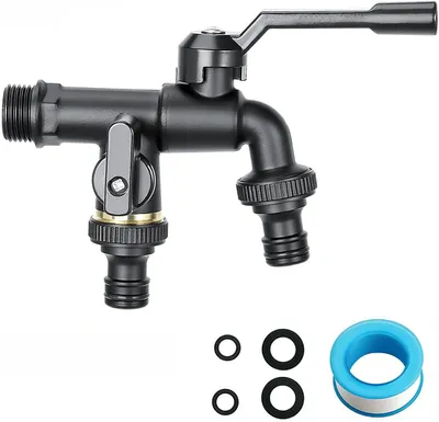 Image de Robinet d'extérieur pour jardin, 1/2", avec 2 sorties 3/4" pour système d'irrigation